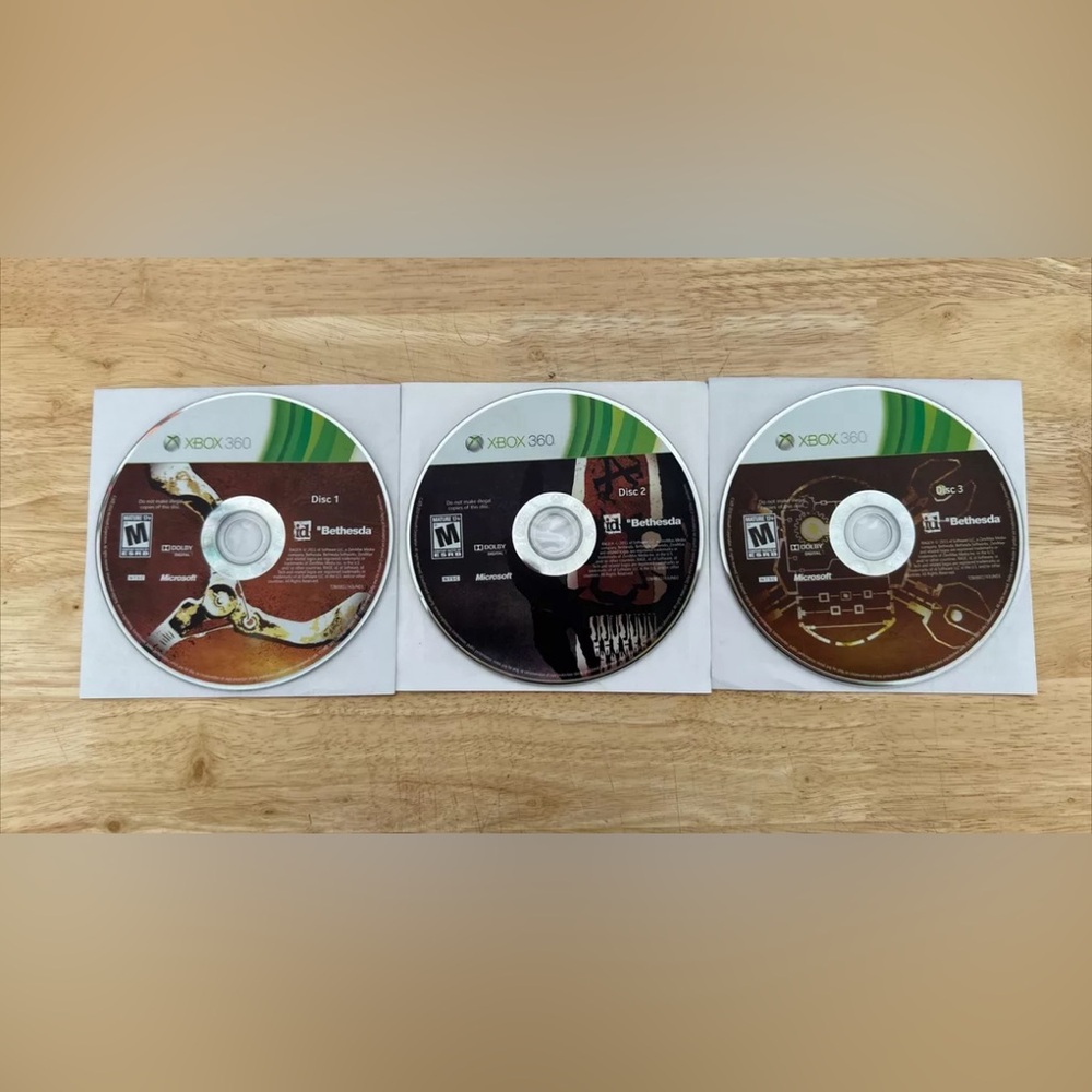 Rage (Microsoft Xbox 360, 2011) 3 DISCS W/ Paper Sleeves ONLY No Manual No Case